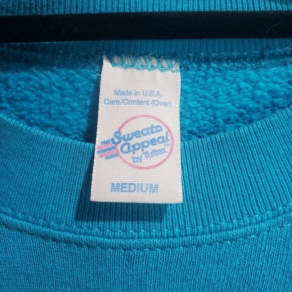 Sweats Appeal by tultex blue vintage seater with bunny 80s size medium - Picture 3 of 4